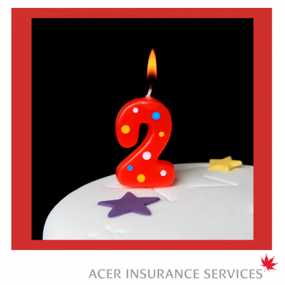 Candle with a 2 celebrating the two years of Acer Insurance