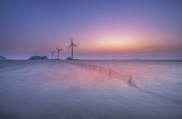Sea with windmills